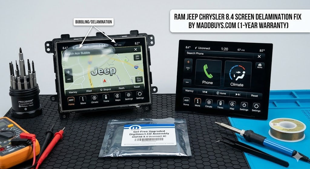 REPAIR SERVICE: 2017-2023 Jeep Dodge RAM 8.4 Uconnect 4C Screen Delamination FIX