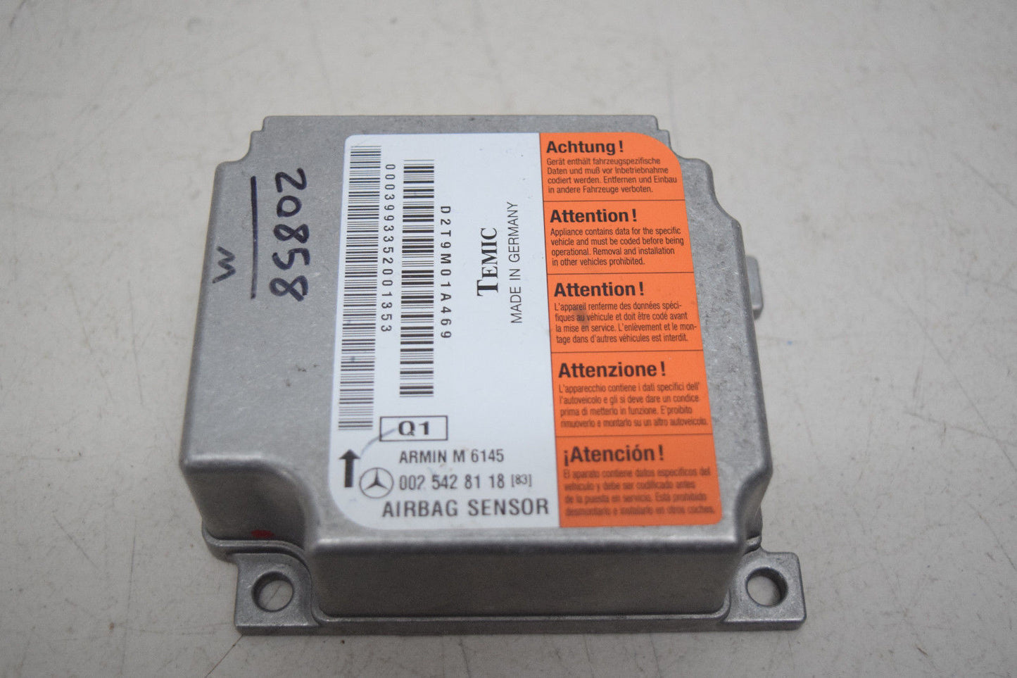 00 01 02 MERCEDES ML320 ML500 AIRBAG SRS CONTROL MODULE 0025428118