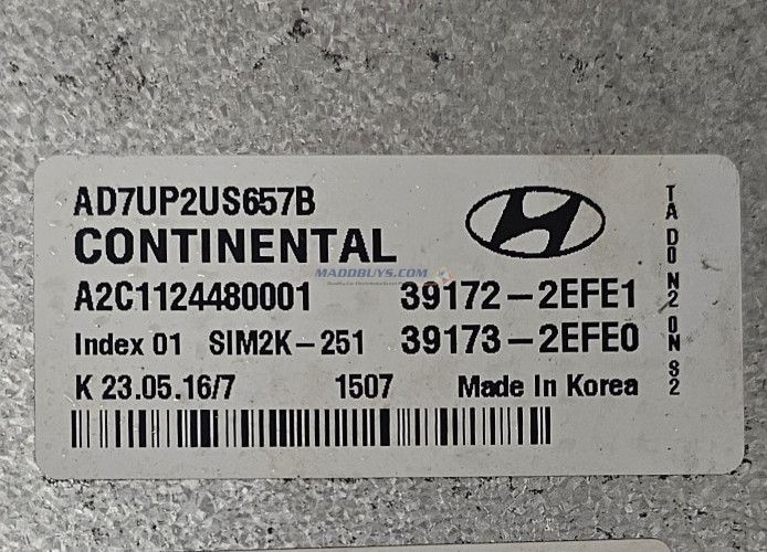 17-18 Hyundai Elantra 2.0L Engine Control Electronic Module ECU ECM  39172-2EFE1