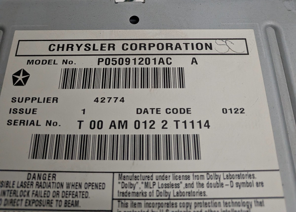 10 11 12 13 Dodge Ram Jeep Wrangler MyGIG 430 RBZ Radio CD DVD Player P05091201A