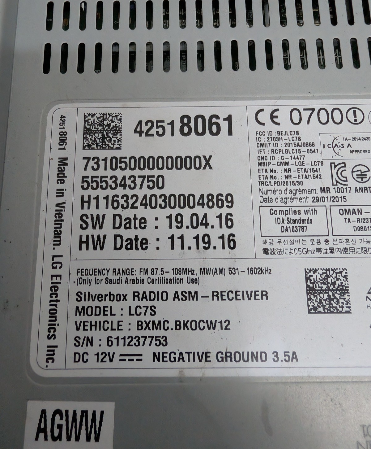 2017-2019 Chevy Spark Silverado GMC Sierra Radio Receiver Player OEM 42518061