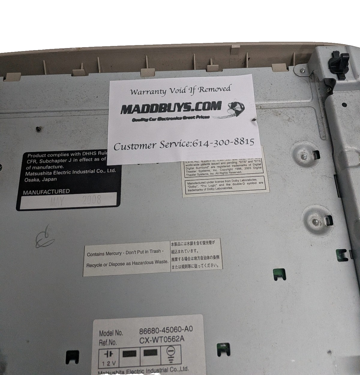 2006-2010 Toyota Sienna Overhead DVD Player Entertainment Screen Tan OEM 86680-4