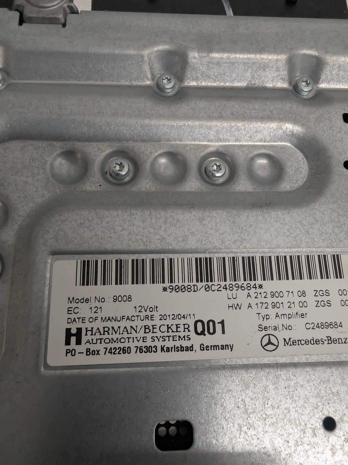 2008-2017 MercedesC E CLS GLK-Class Harman Becker Audio Radio Amp Amplifier