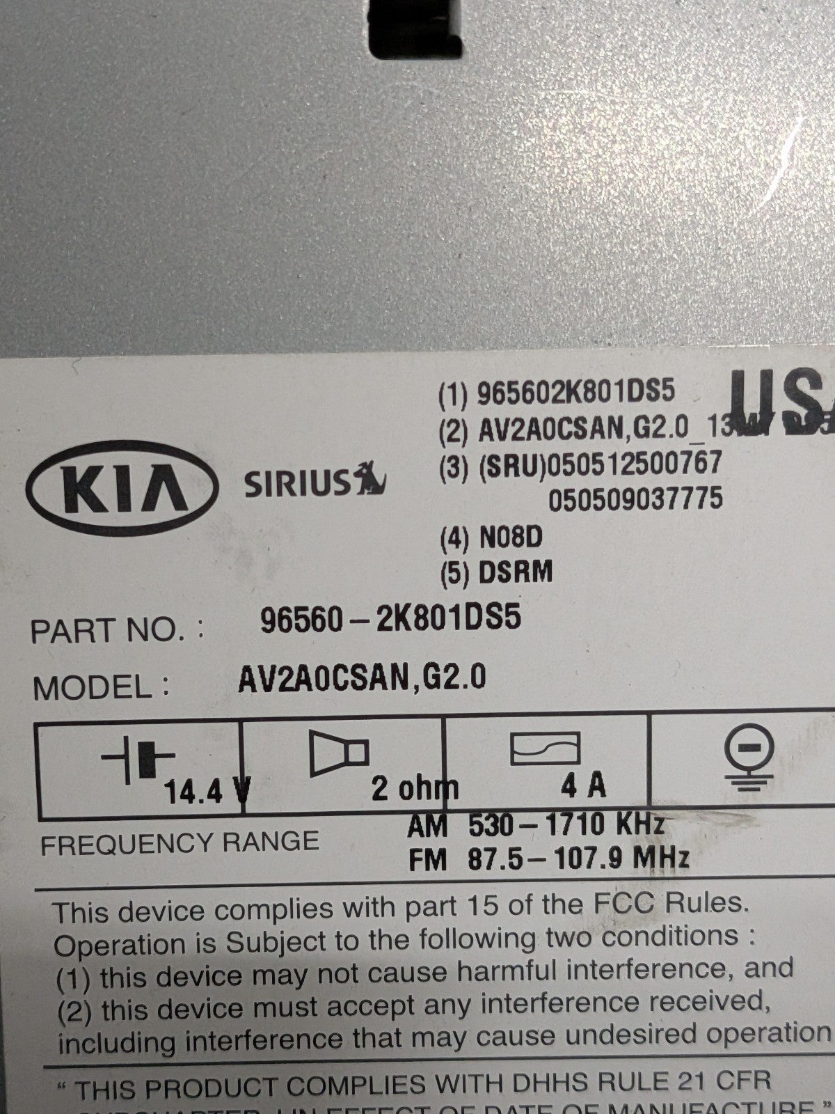 11 12 13 Kia Soul Radio Navigation Climate Control  Touch Screen 96560 2K801DS5