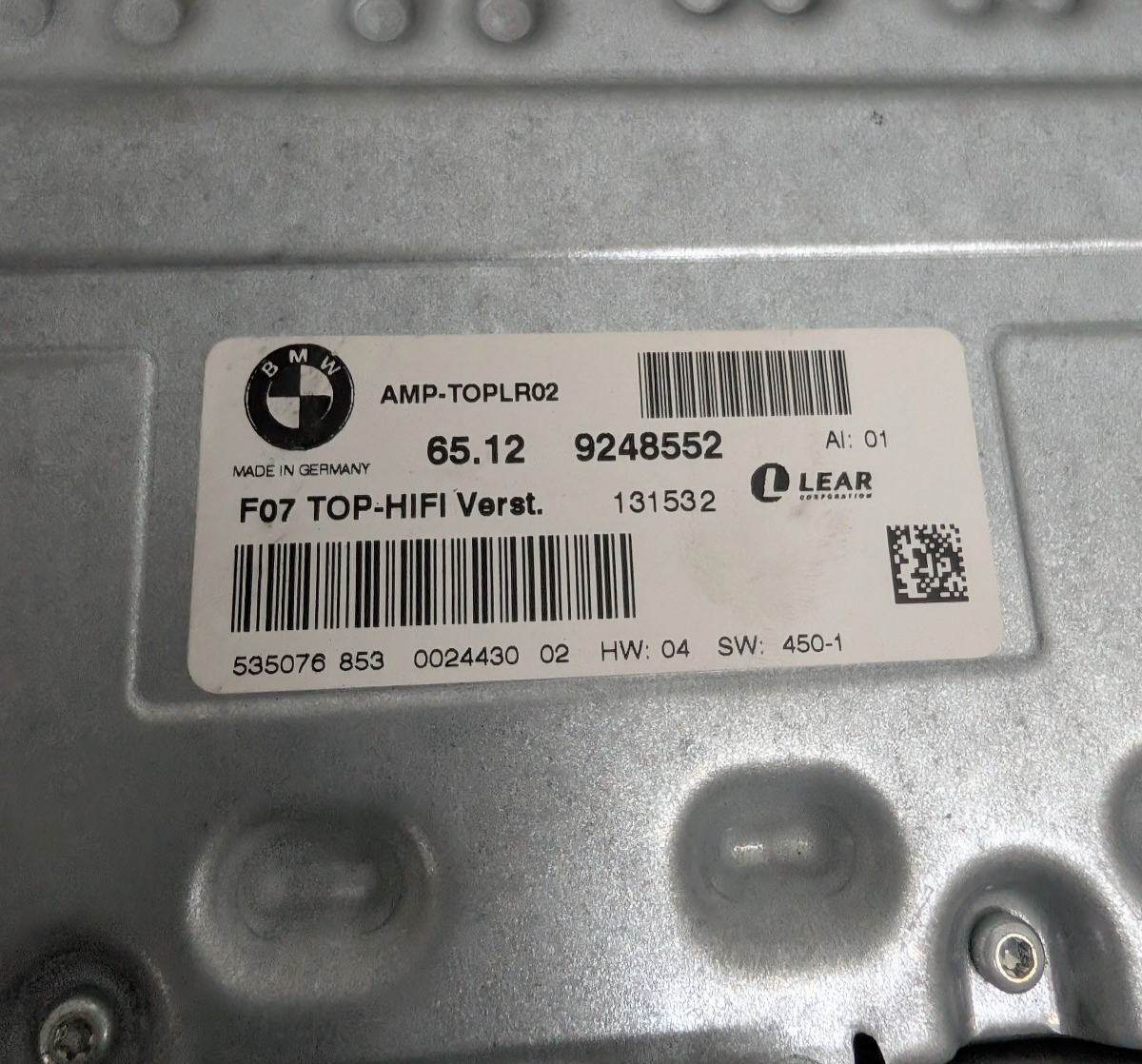 2010-2017 BMW 5 7 Series X3 Top-HiFi LEAR Audio Sound Amplifier 9248552 OEM