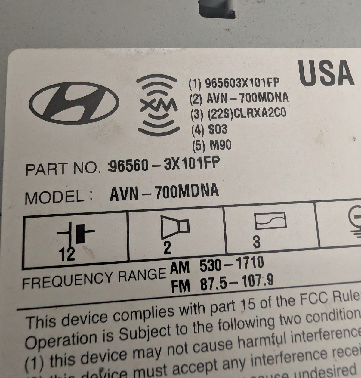 2011-2013 Hyundai Elantra Navigation Radio Touchscreen GPS CD OEM 96560-3X101FP