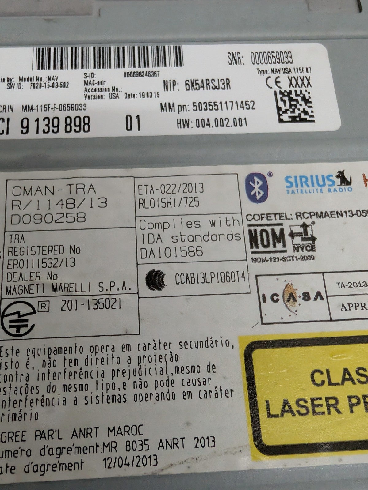 2014-2021 BMW i3 I01 AM/FM Radio GPS Navigation Media Head Unit 65129139898