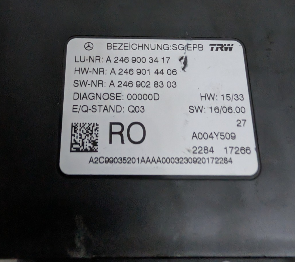 12-21 Mercedes ML GL GLE GLS SL Electronic Parking Brake Control Module 24690034