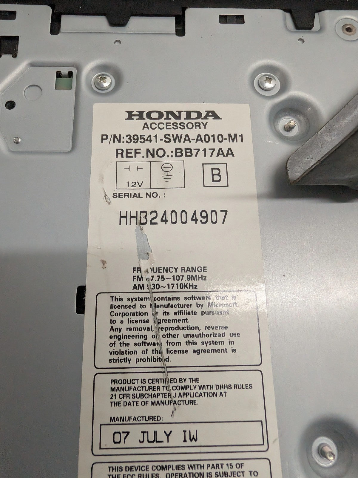 2007-2009 Honda CR-V Navigation Radio GPS CD Player XM OEM 39541-SWA-A010-M1