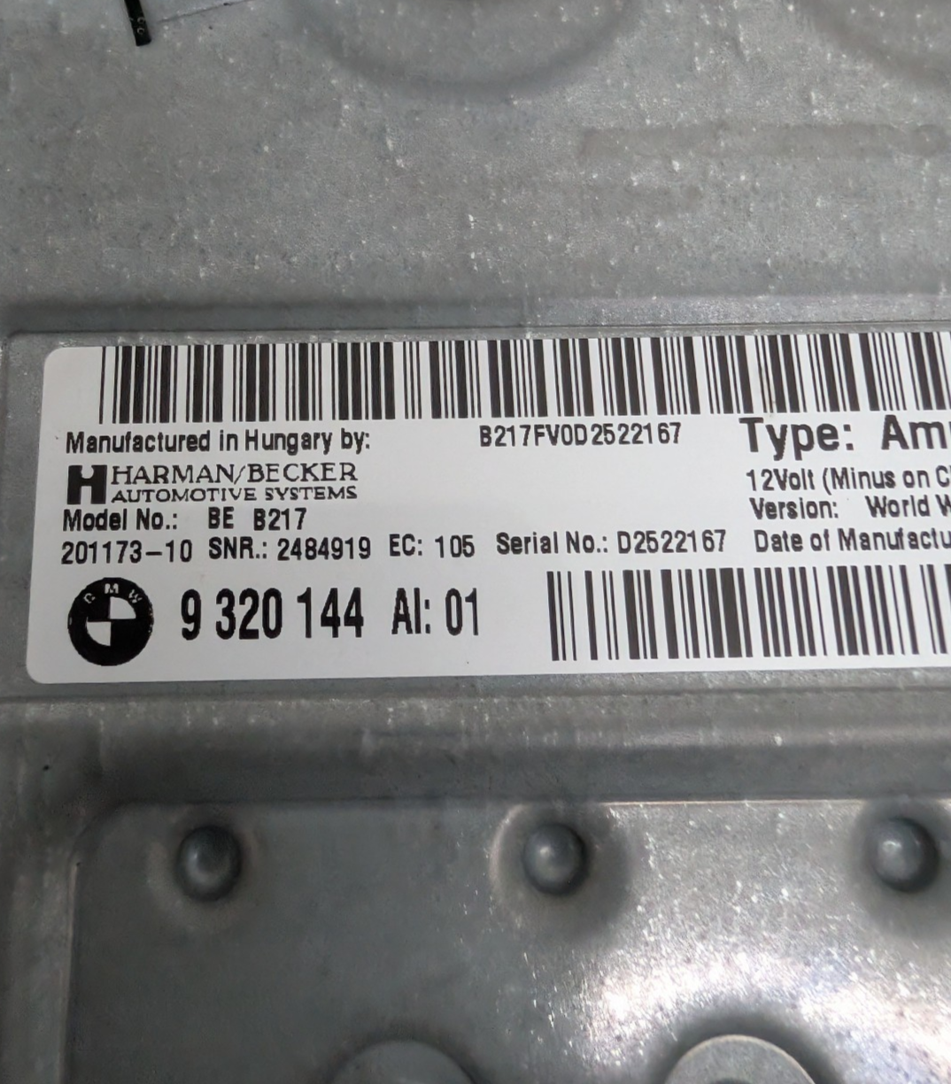 2012-2017 BMW 5 6 7 Series F01 F10 F06 Harman Kardon Top-HiFi Audio Amplifier OE