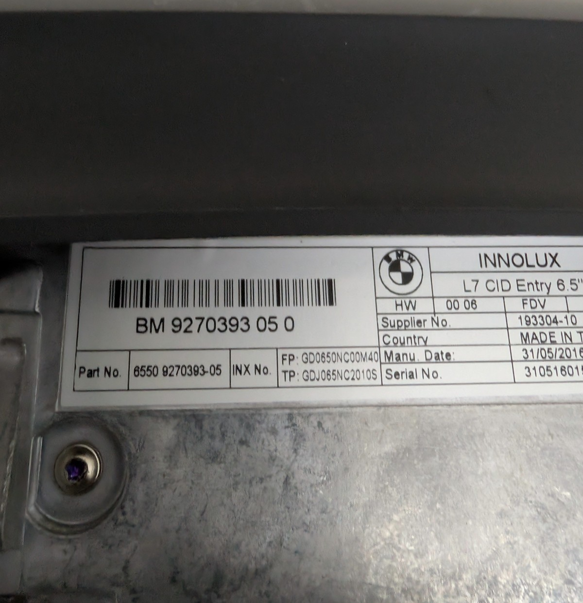 2012-2017 BMW 328i 330i 335i 428i 435i 6.5" Dash Multimedia Display Screen OEM