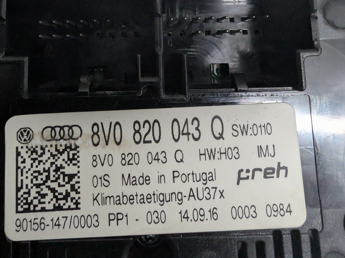 2015-2019 Audi A3 S3 RS3 Dual Zone Climate Control AC Heater Switch OEM 8V082004