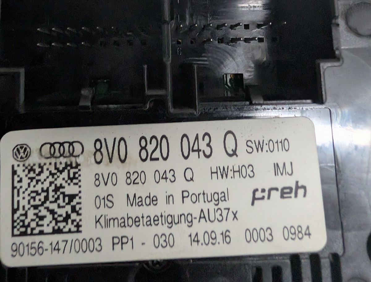 2015-2019 Audi A3 S3 RS3 Dual Zone Climate Control AC Heater Switch OEM 8V082004
