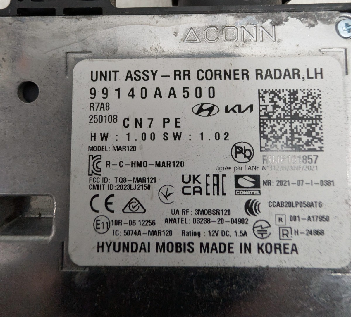 2024-2025 Hyundai Elantra Right Rear Blind Spot Radar Sensor OEM 99150-AA500