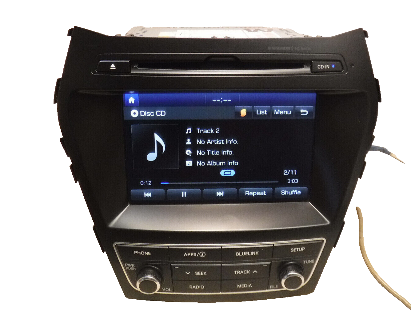 17 18 19 Hyundai Santa Fe  XM CD Radio Player Display Screen