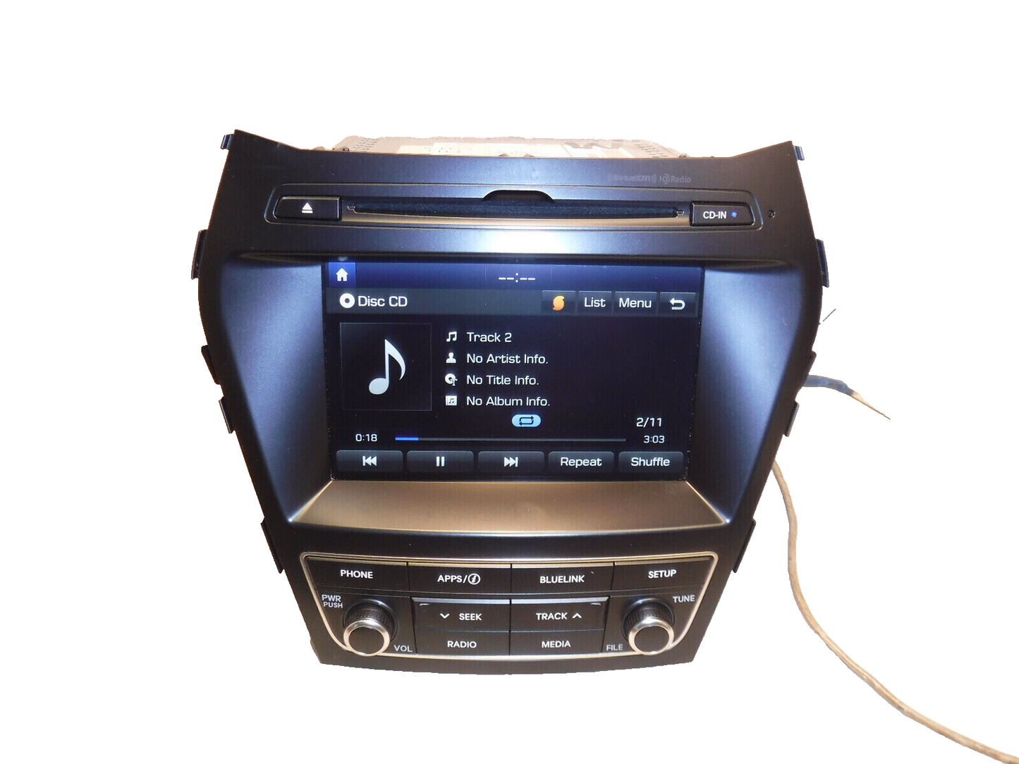 17 18 19 Hyundai Santa Fe  XM CD Radio Player Display Screen