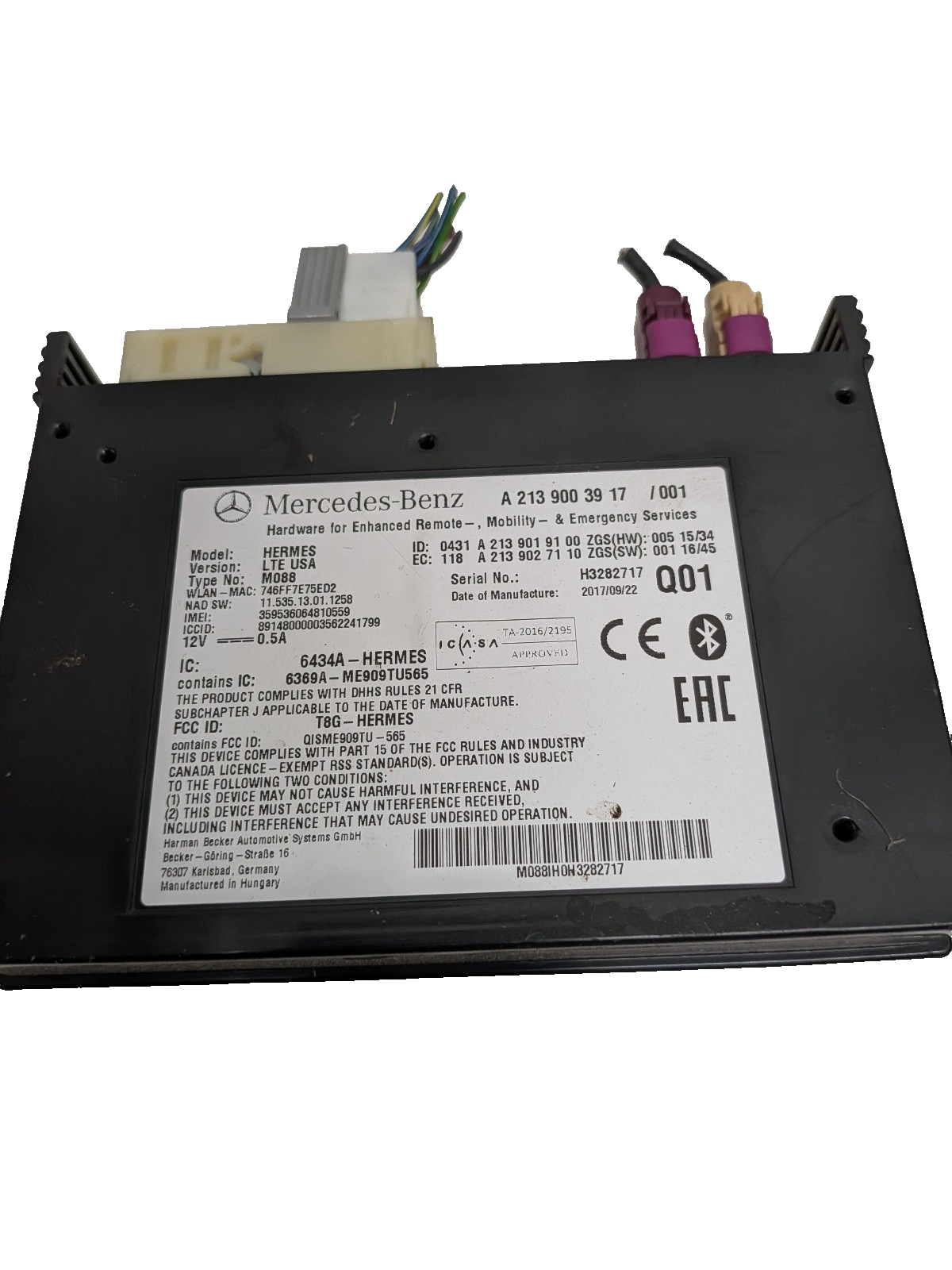 2016-2020 Mercedes-Benz C E S-Class Telematics Communication Control Module OEM