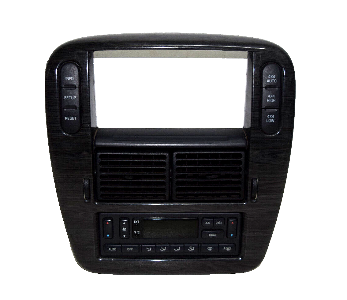 02-05 Ford Explorer Mercury Mountaineer Woodgrain Radio Dash Bezel Climate Ctrl