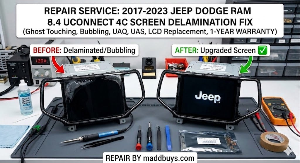 REPAIR SERVICE: 2017-2023 Jeep Dodge RAM 8.4 Uconnect 4C Screen Delamination FIX
