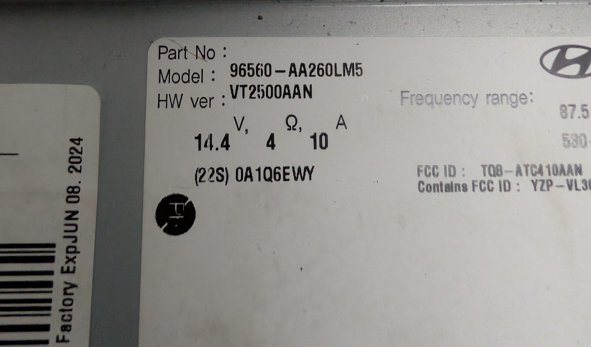 21 22 23 Hyundai Elantra Navigation Radio Head Unit Receiver 96560-AA260LM5