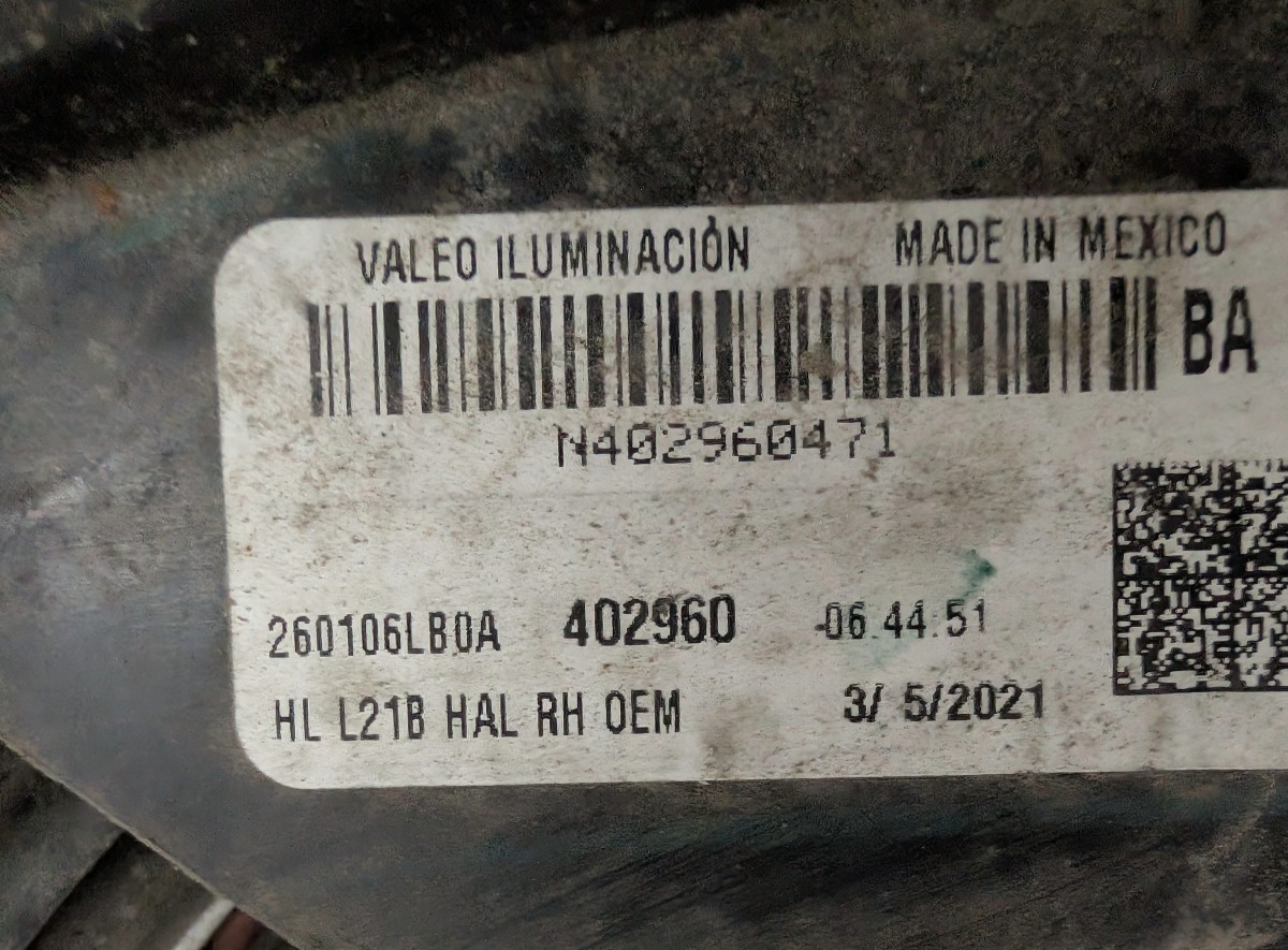 2020-2023 Nissan Sentra Right Passenger Side Headlight Halogen OEM 26010-6LB0A