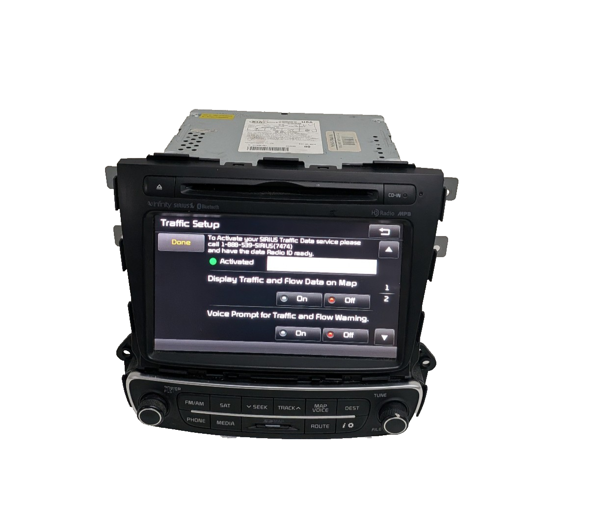 2014 2015 Kia Sorento Radio MP3 Satellite GPS Navigation Touch Screen INFINITY