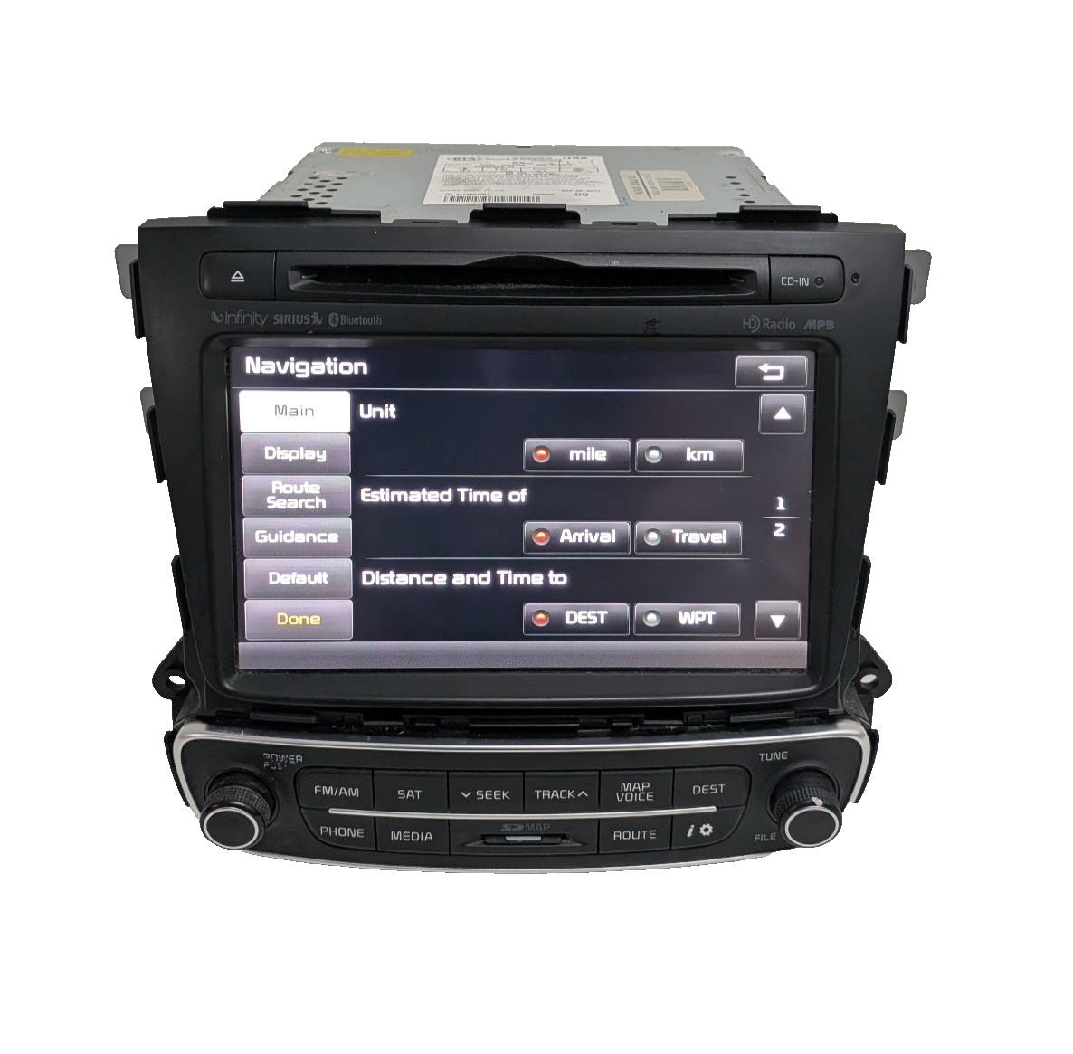 2014 2015 Kia Sorento Radio MP3 Satellite GPS Navigation Touch Screen INFINITY