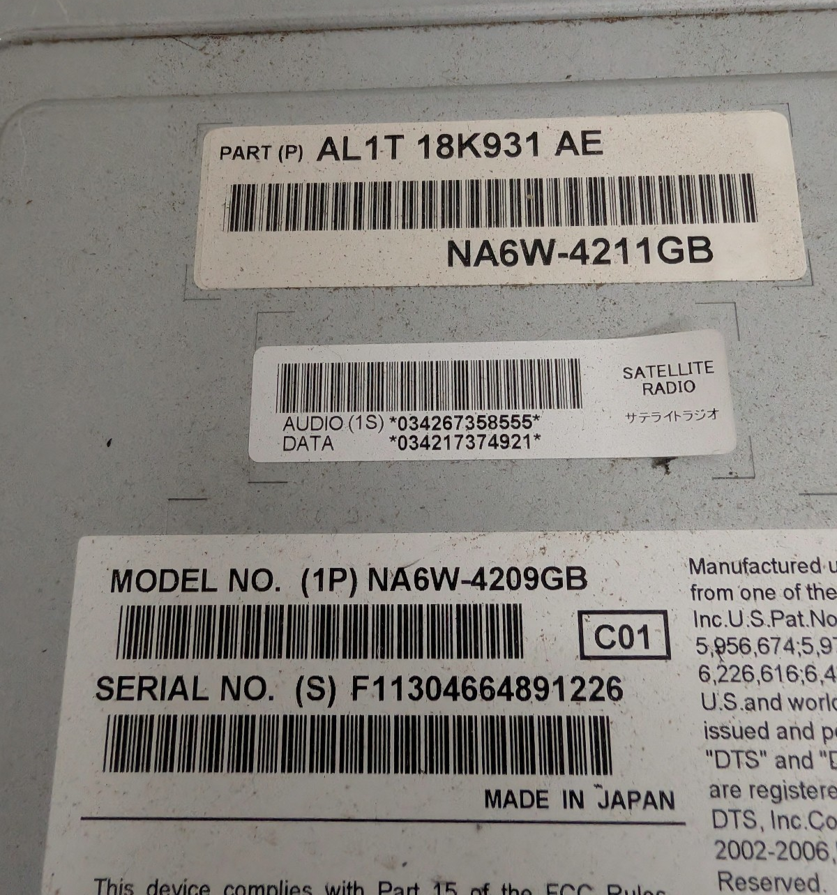 2010 Ford Edge Expedition F-250 E-Series Navigation Radio CD Player OEM AL1T-18K