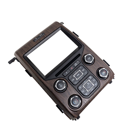 12 13 14 Ford F150 Lariat Sony Radio Climate Control Panel Bezel Woodgrain