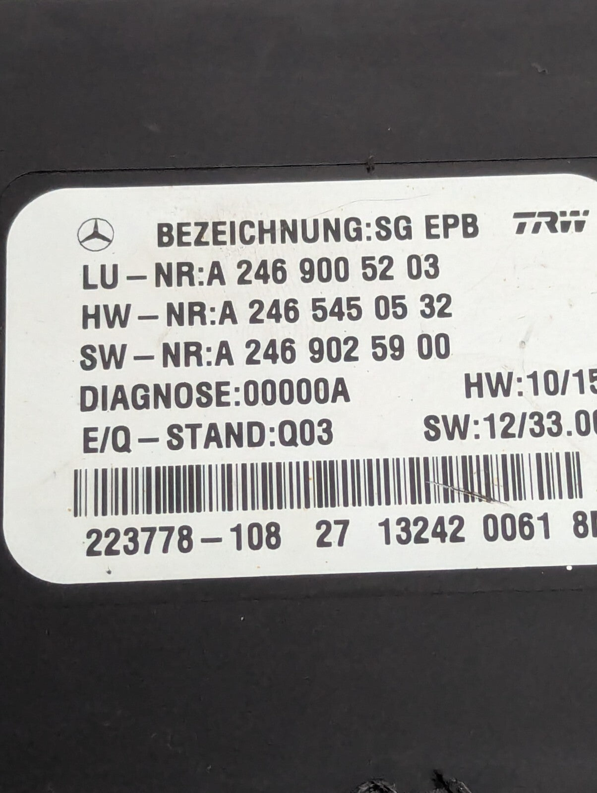 12-20 Mercedes W117 CLA250 SLK350 Hand Parking Brake Control Module Unit OEM