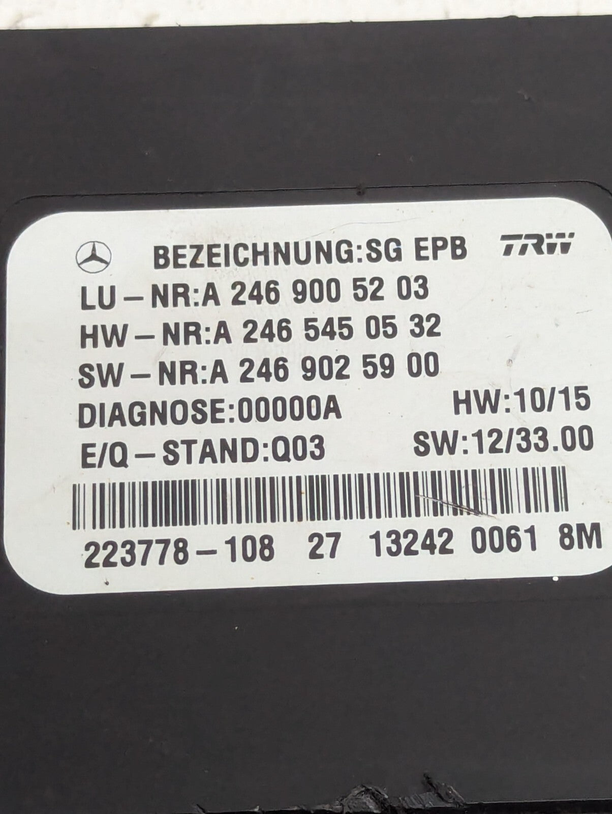 12-20 Mercedes W117 CLA250 SLK350 Hand Parking Brake Control Module Unit OEM