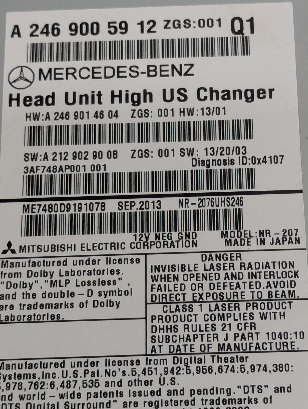 14-20 Mercedes W117 CLA250 GLA250 Command Head Unit Radio Navigation 6 CD Player