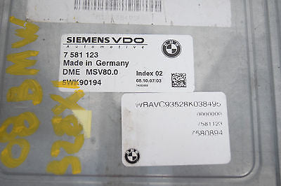 08 09 10 BMW 328I ECU ECM ENGINE COMPUTER 7581123