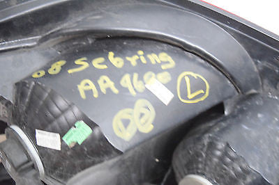 07 08 CHRYSLER SEBRING LEFT DRIVER INNER TAILIGHT TAIL LIGHT