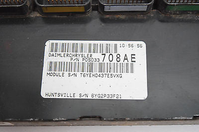 07 08 CHRYSLER SEBRING AVENGER ECU ECM ENGINE COMPUTER P05033708AE