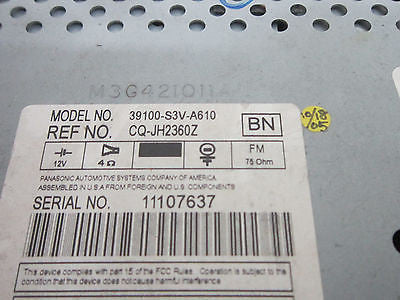 04 ACURA MDX CD CASSETTE PLAYER RADIO REAR ENTAINMENT CONTROL
