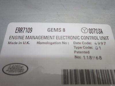 95 96 97 98 99 LAND ROVER RANGE ROVER ECUE ENGINE COMPUTER ERR7109