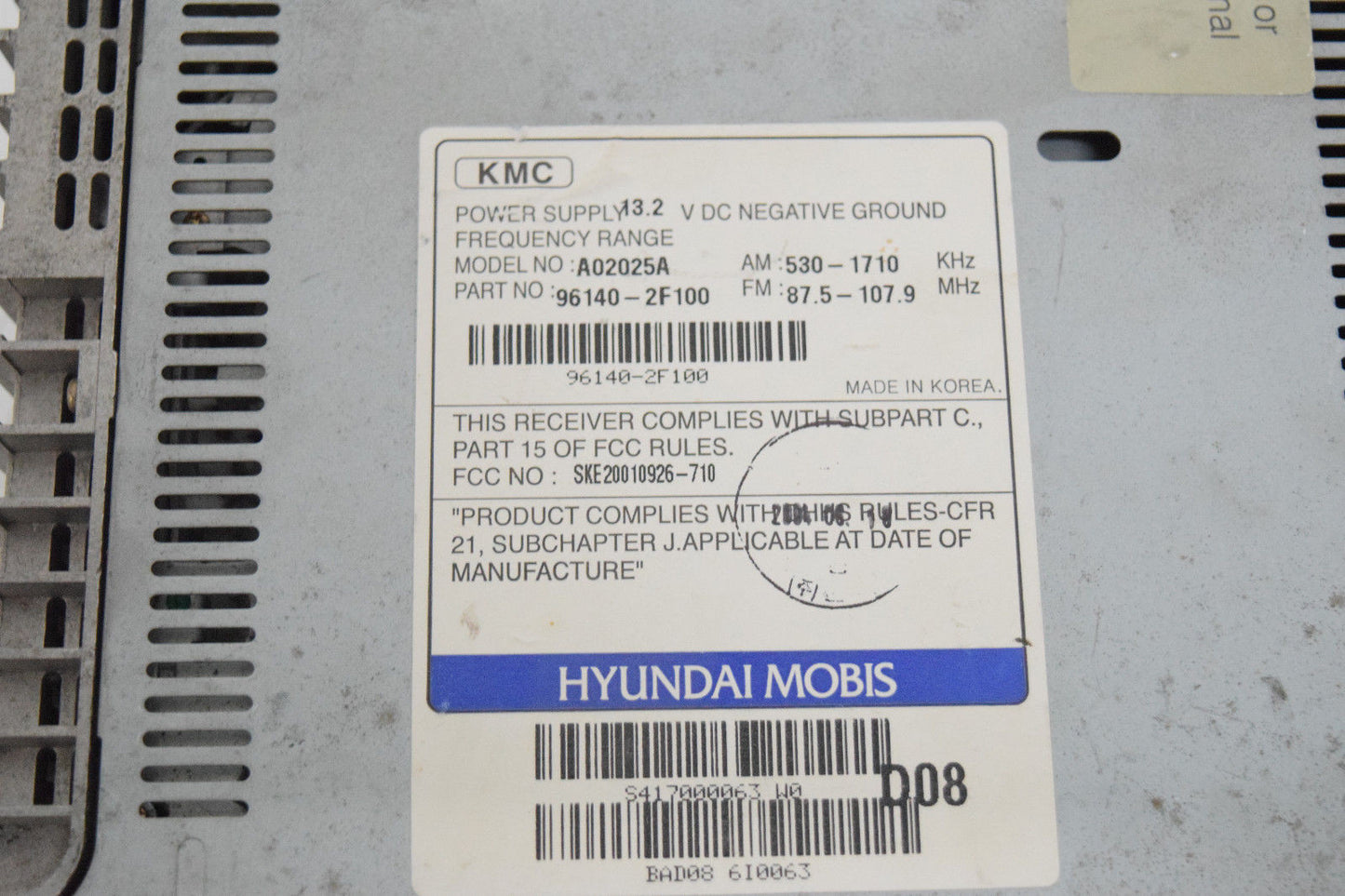 02 03 04 KIA SPECTRA RADIO CD PLAYER OEM