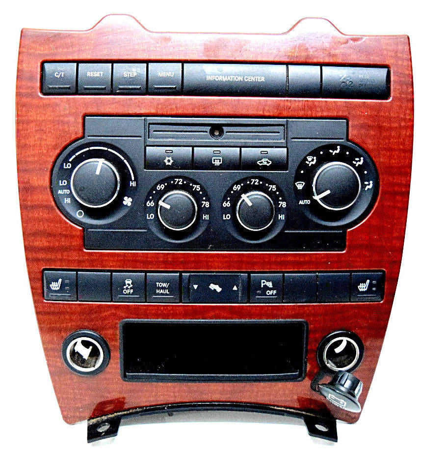 05 06 07 JEEP GRAND CHEROKEE DUEL CLIMATE CONTROL WOODGRAIN DASH BEZEL OEM
