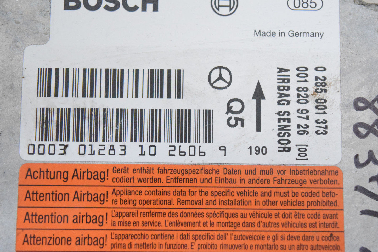 01 02 03 04 05 MERCEDES C320 C230 C-CLASS SRS CONTROL MODULE OEM 0018209726