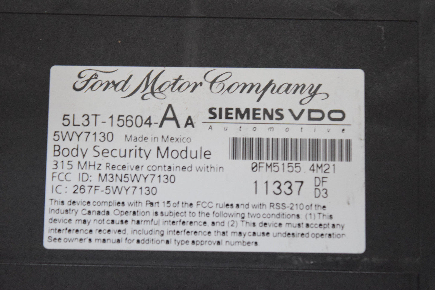 04 05 06 07 FORD F150 F-150 BODY SECURITY MODULE 5L3T15604AA