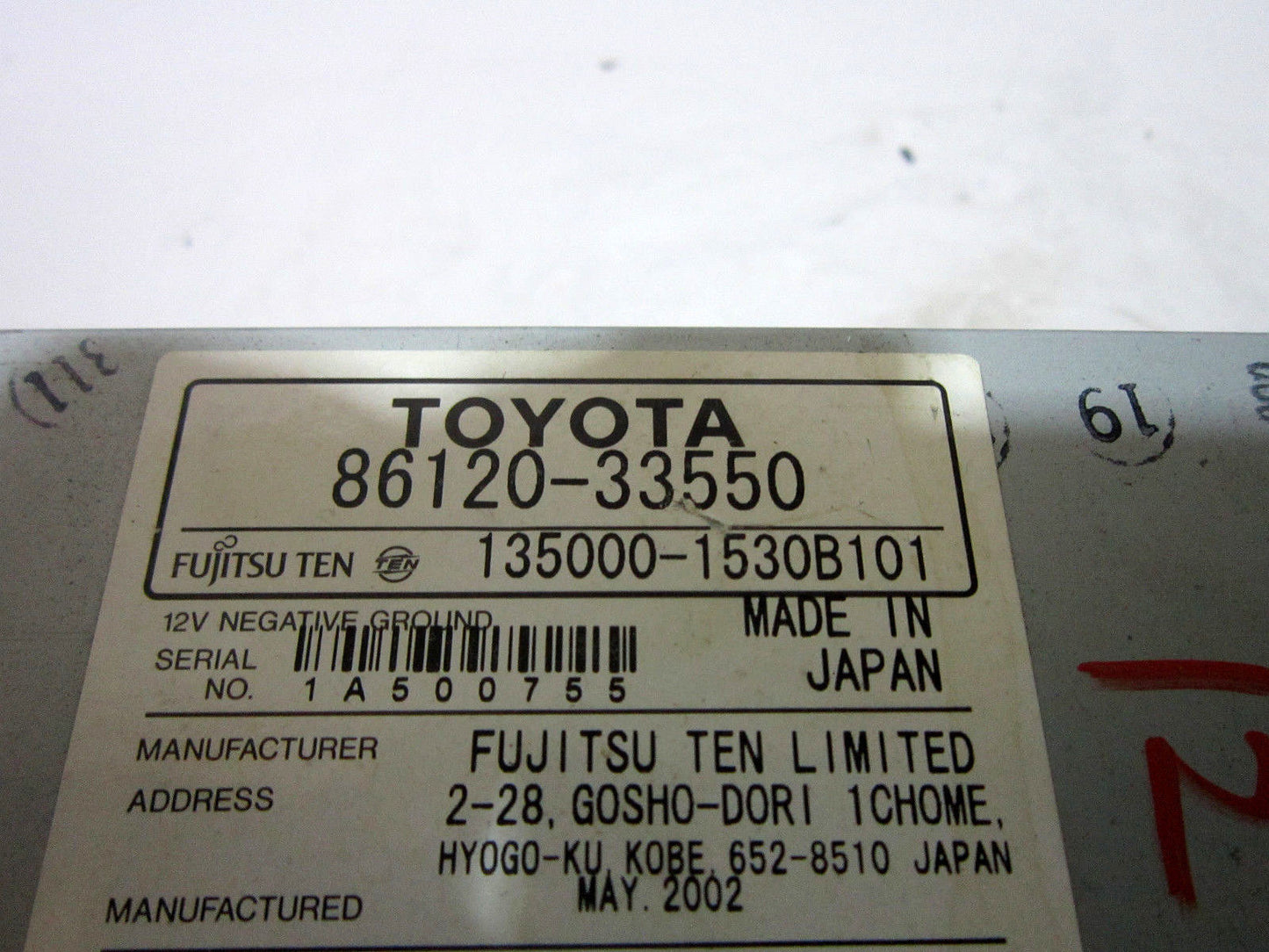 02 03 LEXUS ES300 CAMRY NAVIGATION DISPLAY CD PLAYER RADIO
