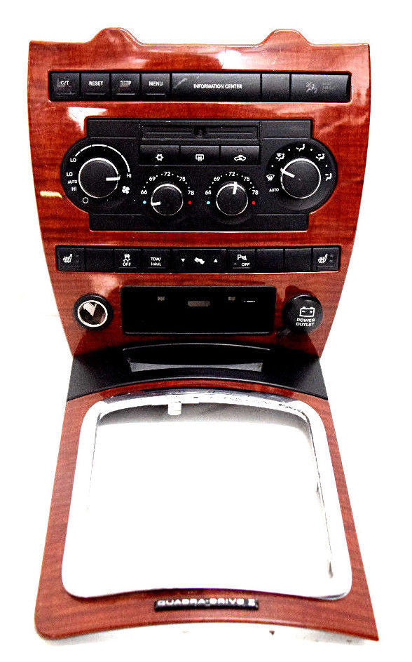 05 06 07 JEEP GRAND CHEROKEE COMMANDER CLIMATE CONTROL SHIFTER BEZEL WOODGRAIN