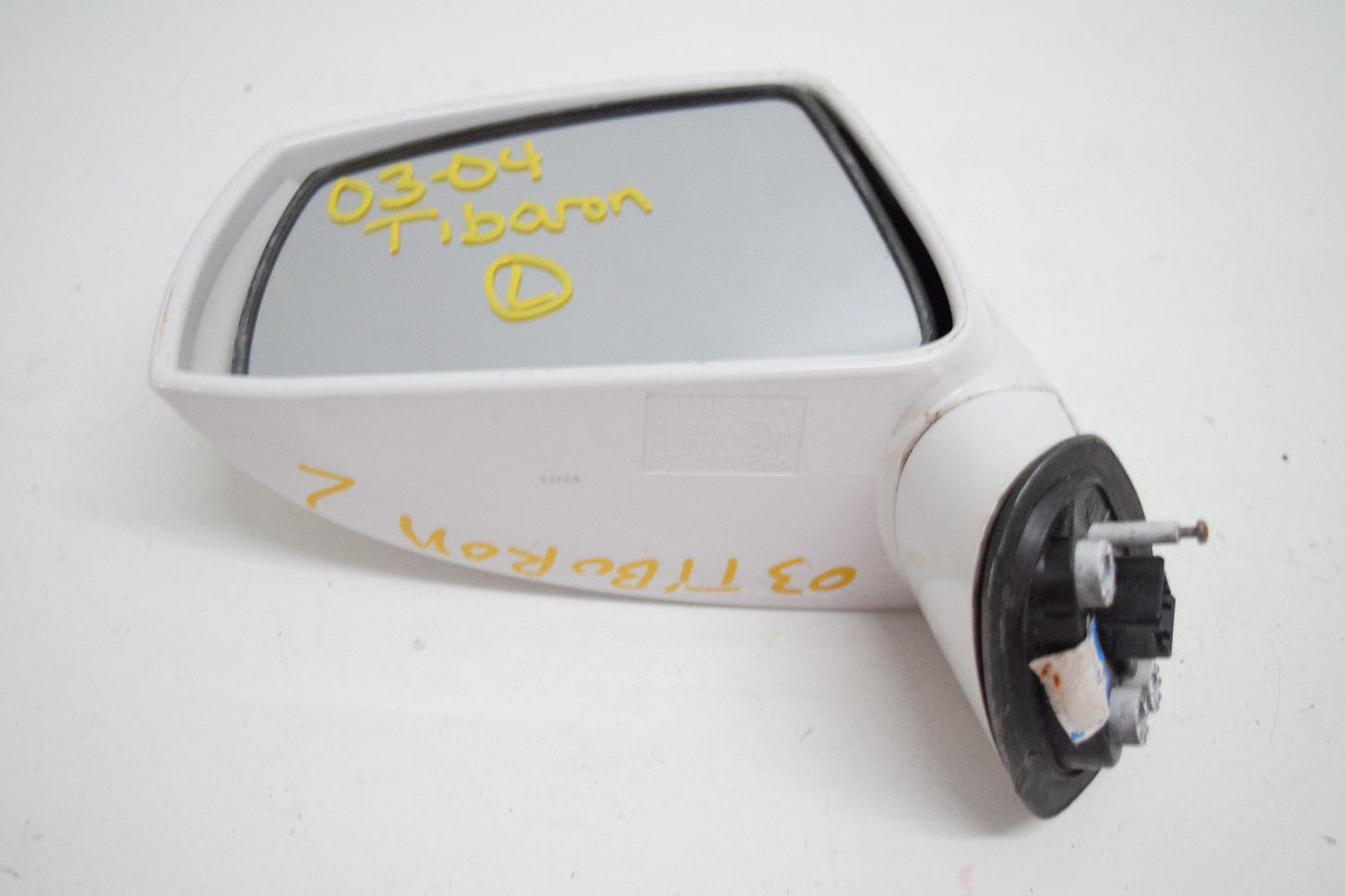 03 04 HYUNDAI TIBURON LEFT DRIVER SIDE VIEW MIRROR WHITE