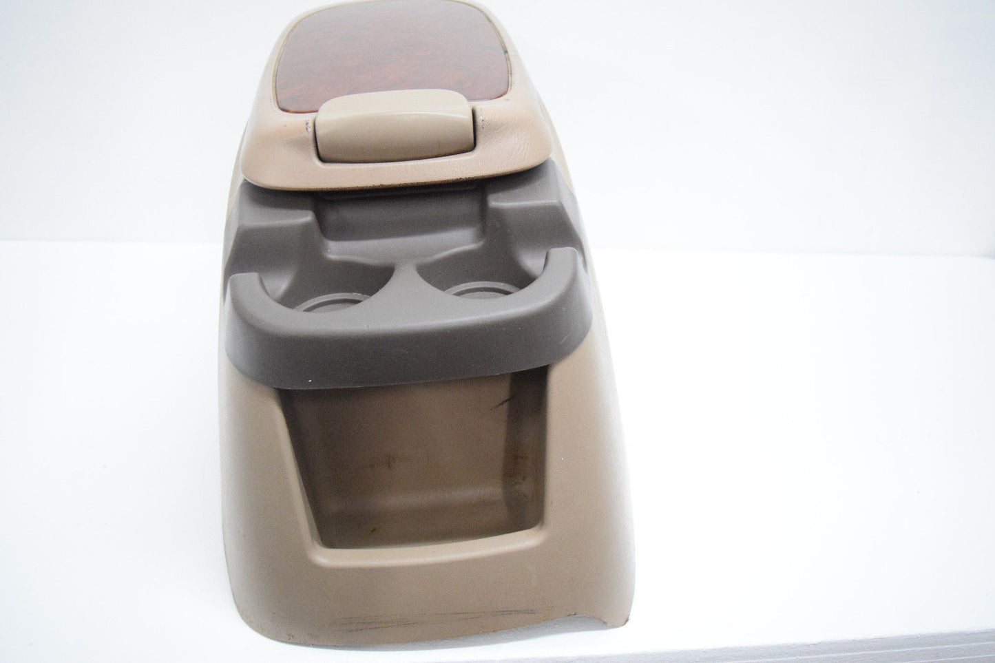 FORD F250 F350 SUPER DUTY EXCURSION CENTER CONSOLE TAN WOODGRAIN LID